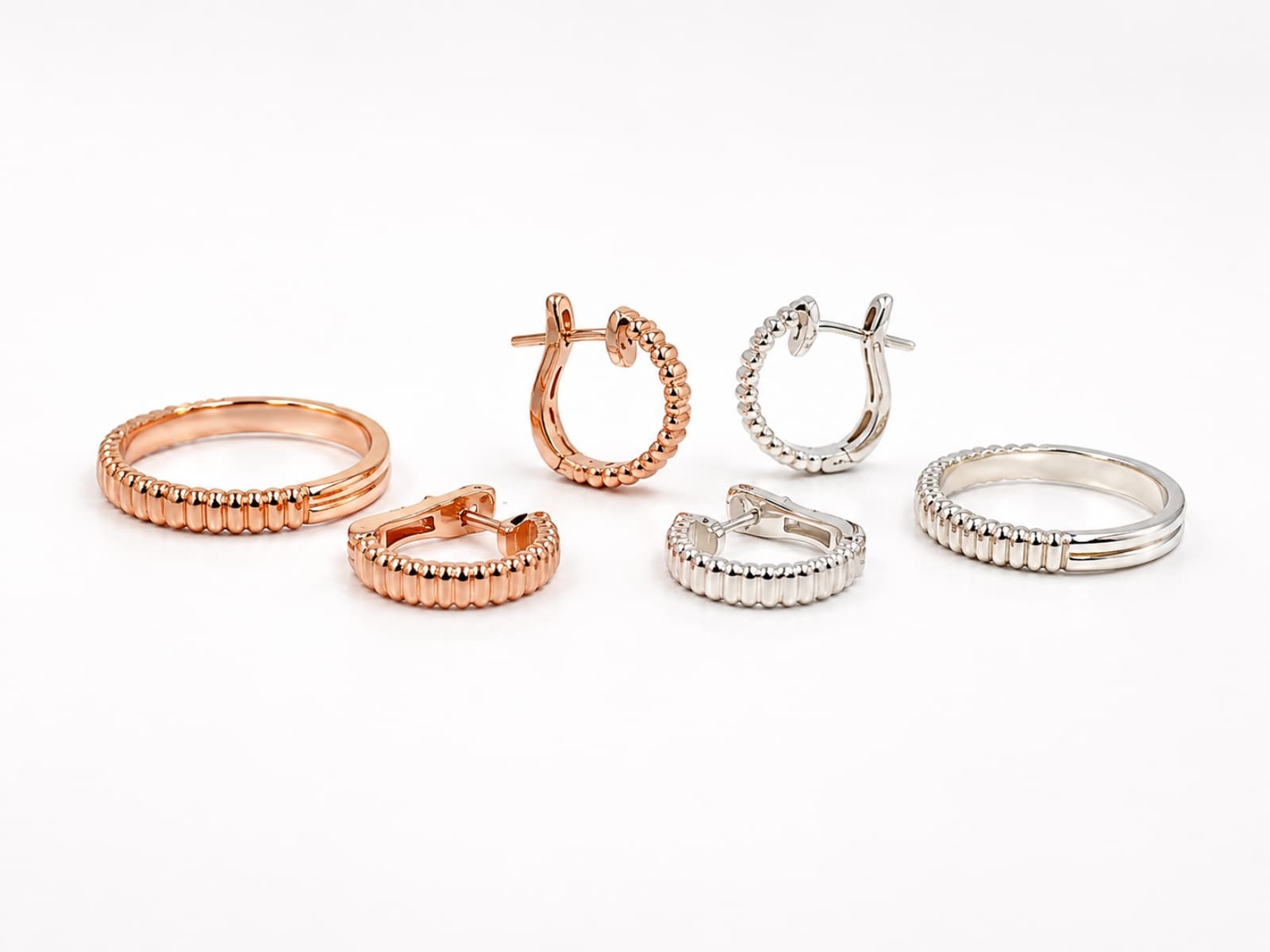 Silver 925 Stripe Two-way Silver Earrings/Silver Ring - 이미지 7