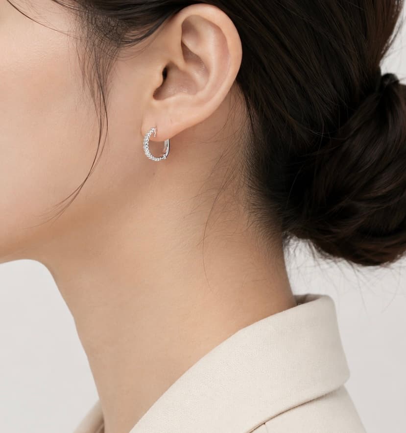 Silver 925 Stripe Two-way Silver Earrings/Silver Ring - 이미지 10