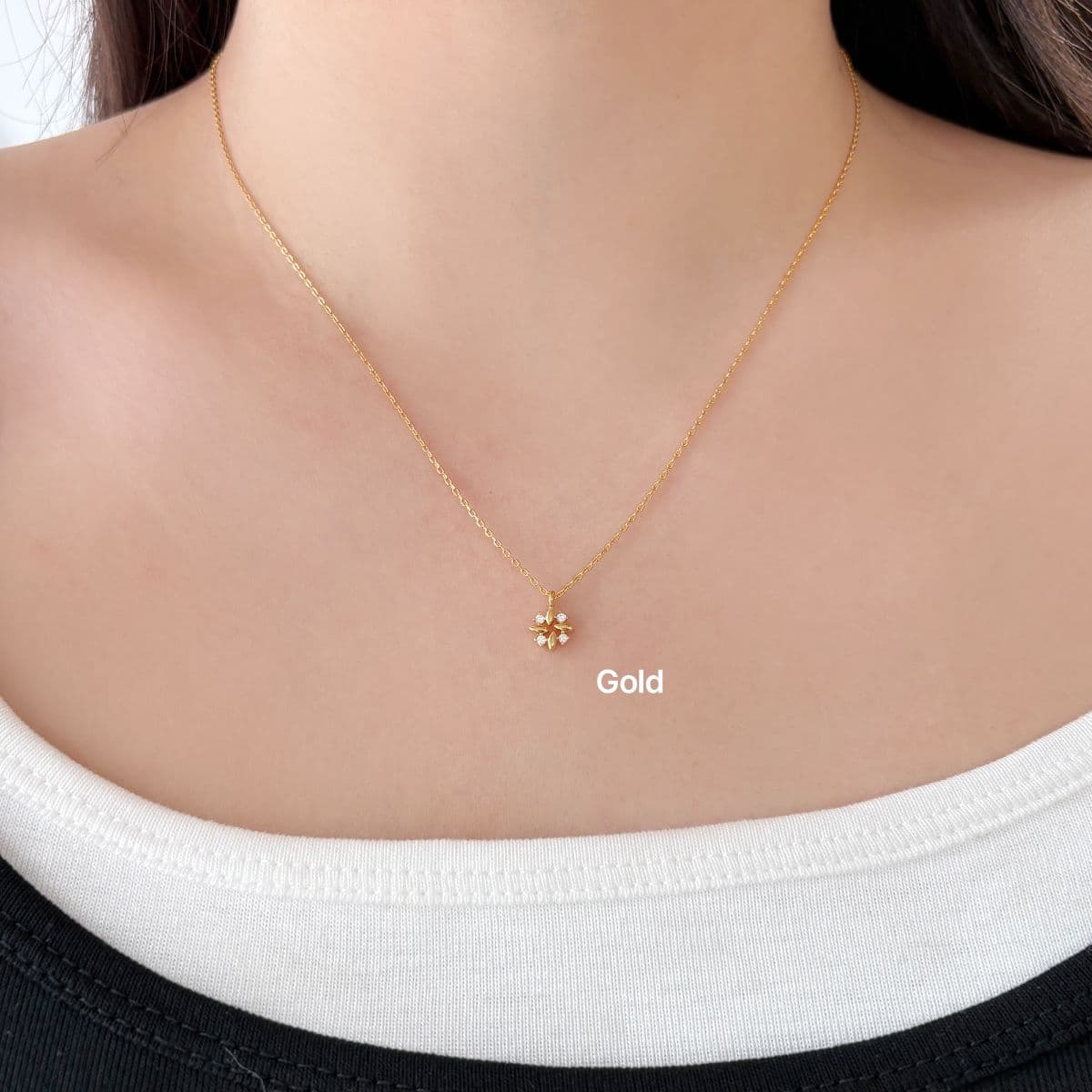 [SN6400] Silver 925 Cubic Pinwheel Necklace - 이미지 3
