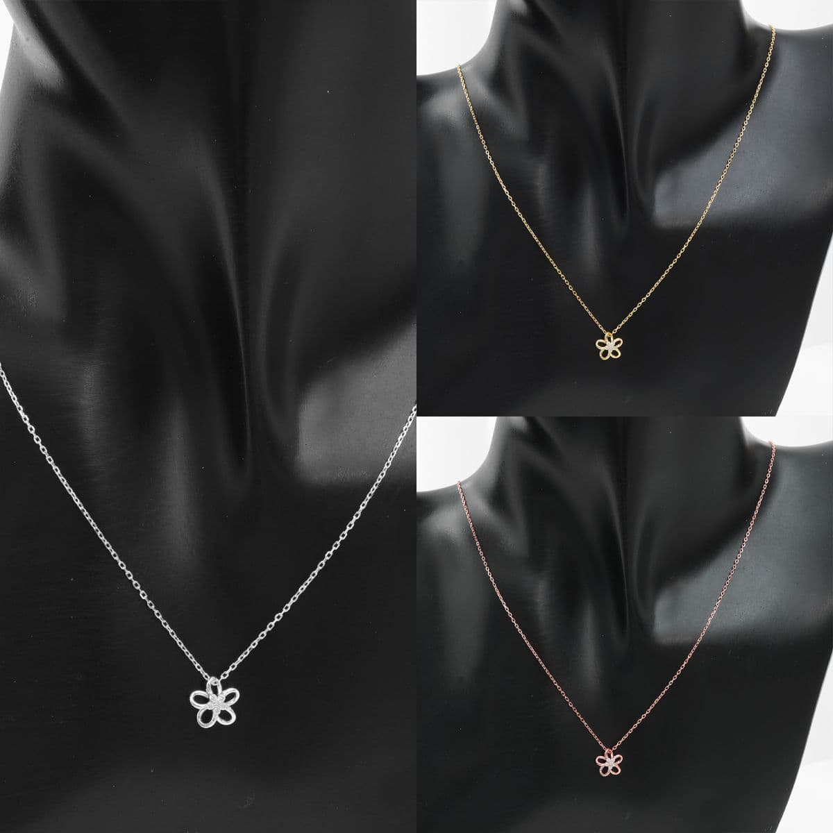 [SN6401] Silver 925 Cubic Line Flower Necklace - 이미지 13