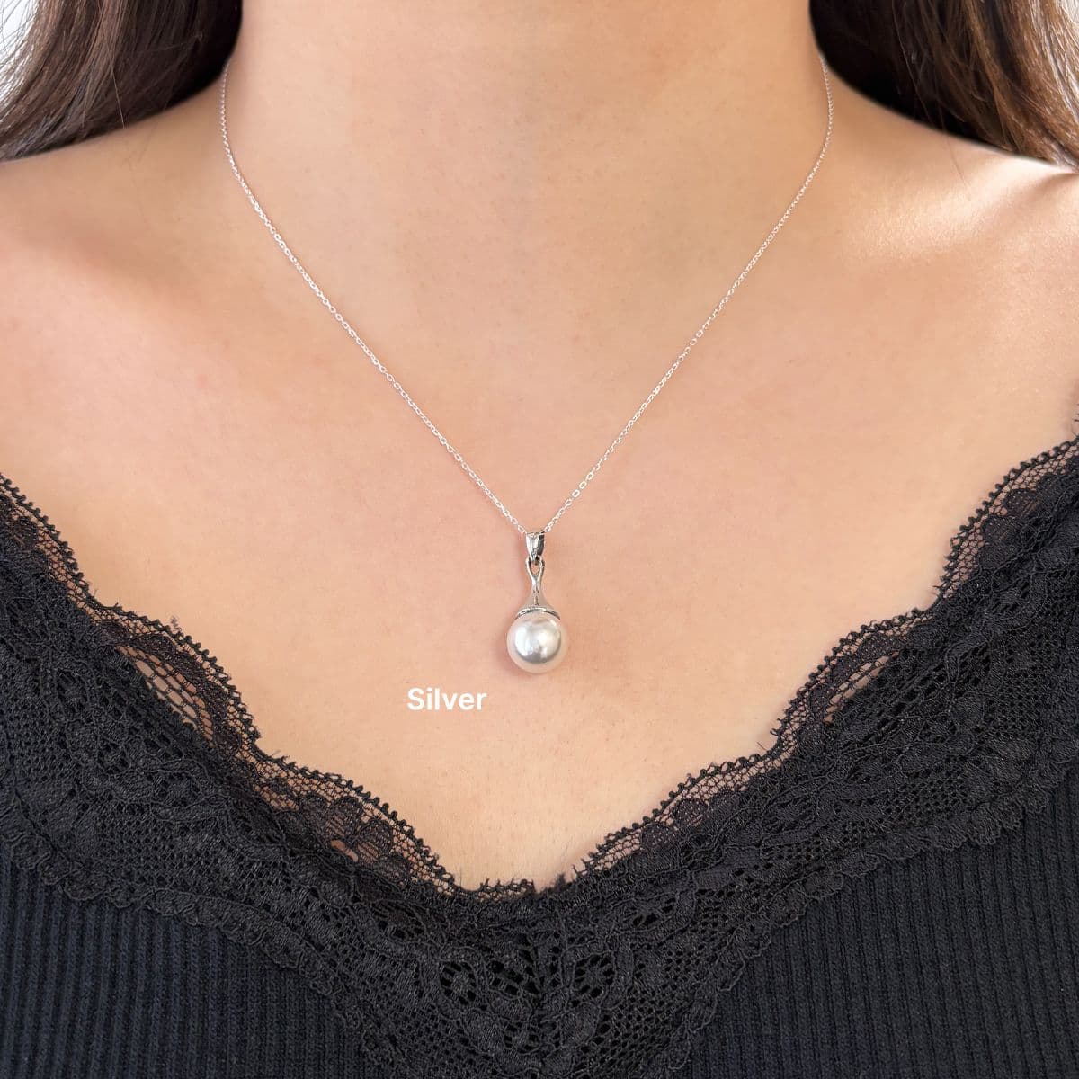 [SE6407,SN6403] Silver 925 Swarovski Pearl Drop Set (Earrings, Necklace) - 이미지 10