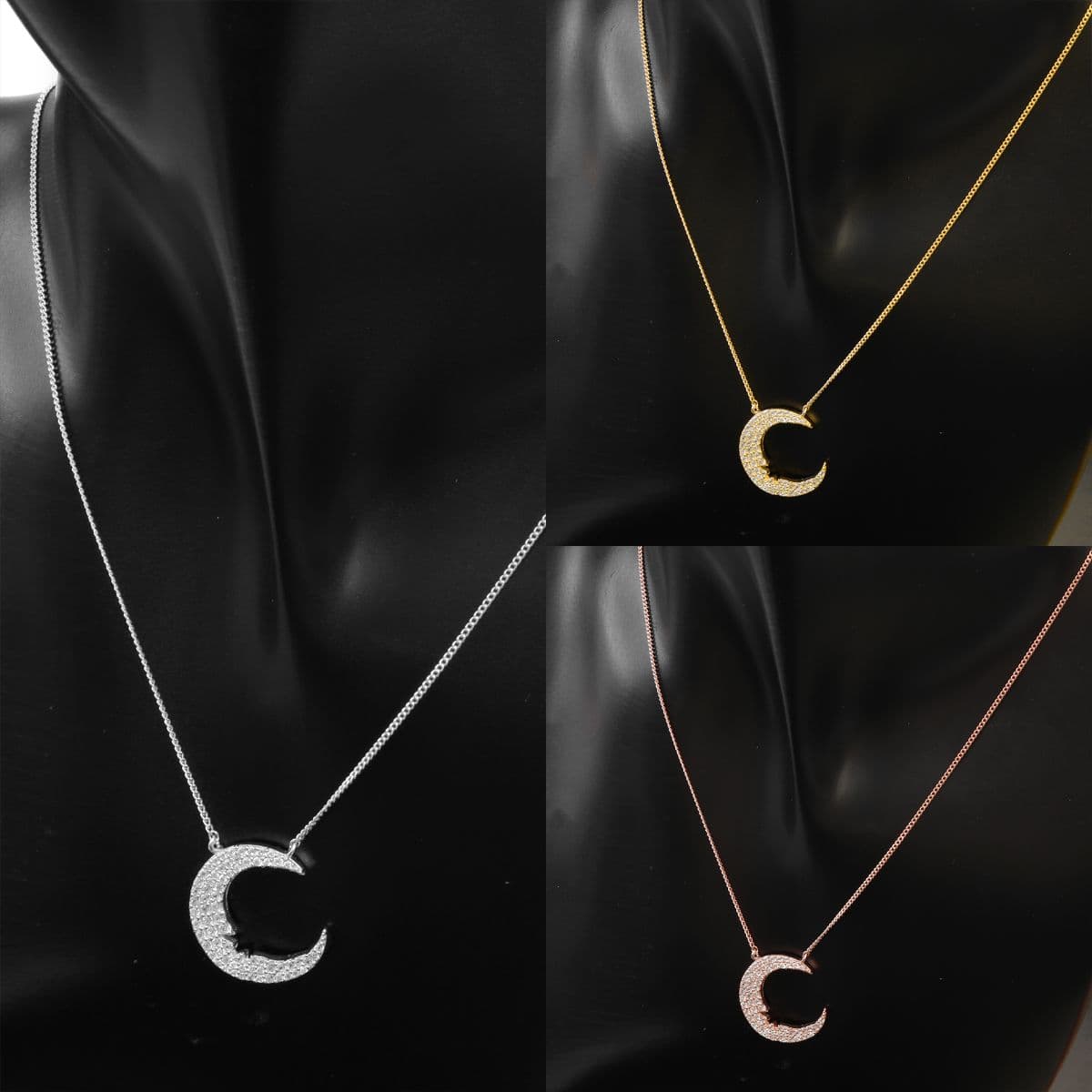 [SN-0539] Silver 925 Cubic Crescent Long Necklace - 이미지 11