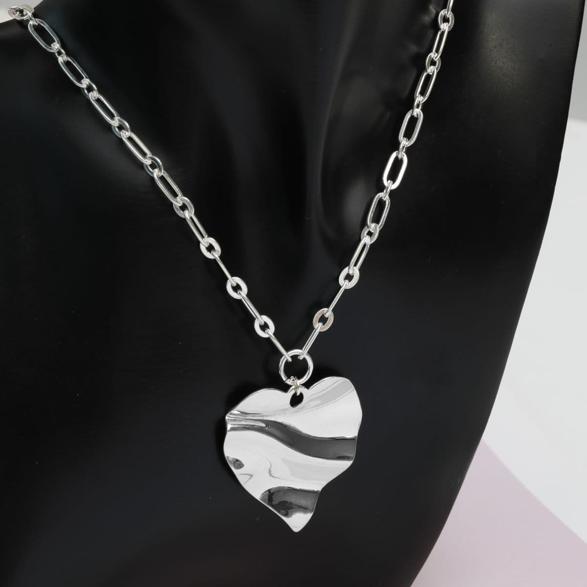 [SN6403] Silver 925 Crush Big Heart Bold Clip Necklace - 이미지 7