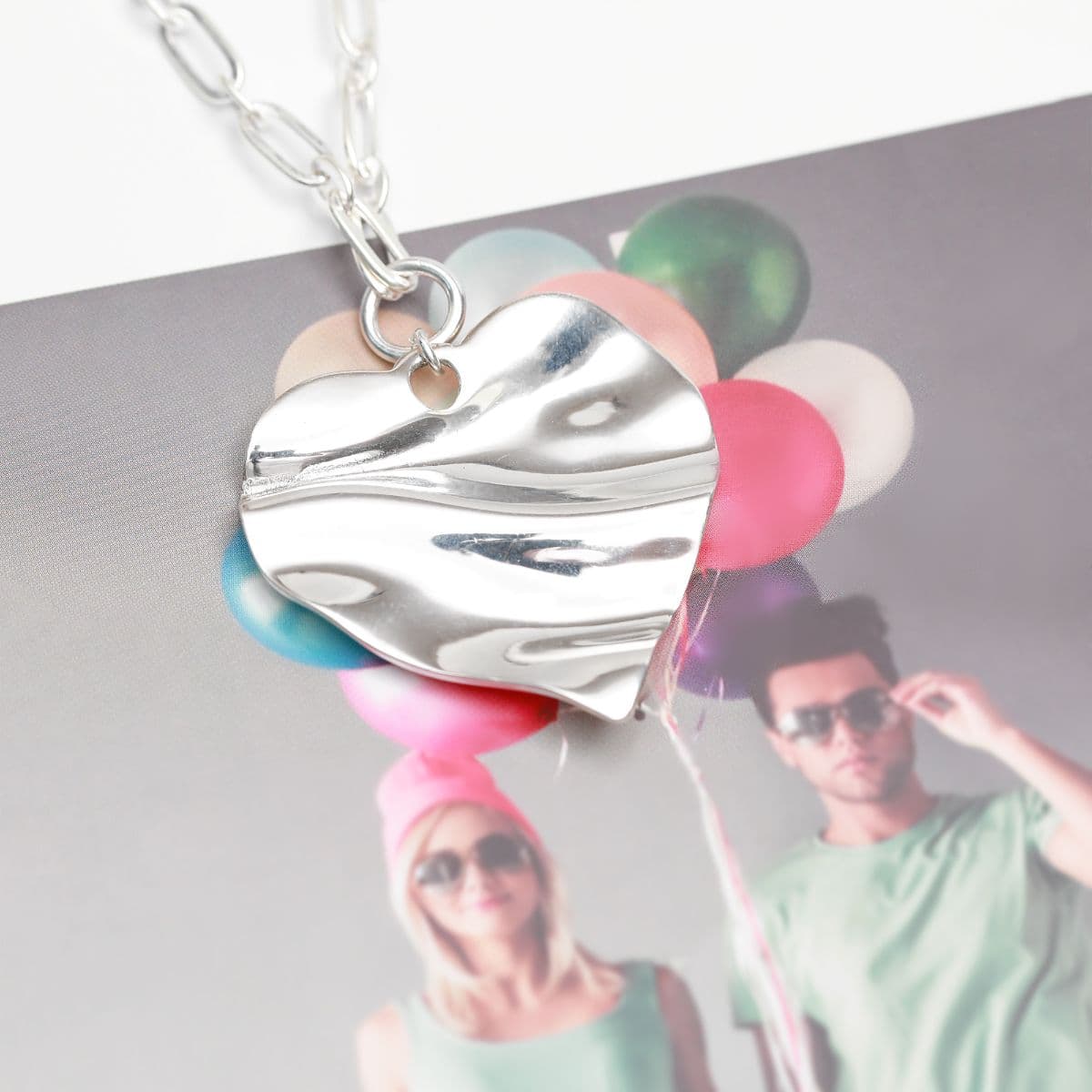 [SN6403] Silver 925 Crush Big Heart Bold Clip Necklace - 이미지 3