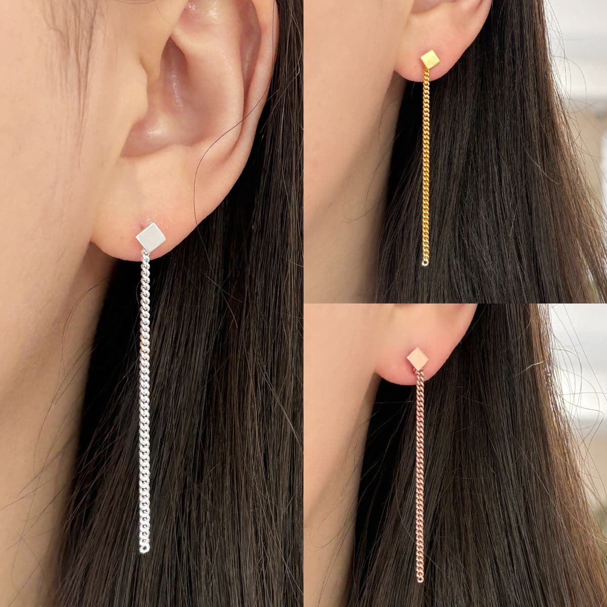Silver 925 Chain Drop Clutch Earring Series - 이미지 7