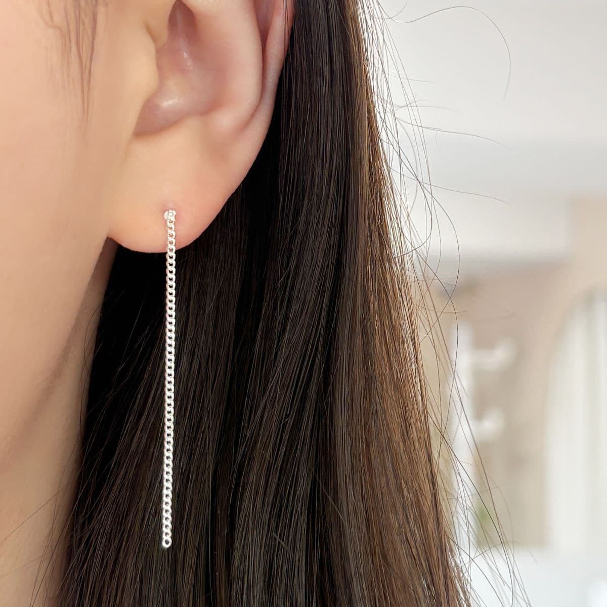 Silver 925 Chain Drop Clutch Earring Series - 이미지 2