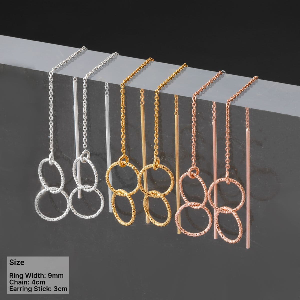 [SE6423], [SE6424], [SE6425] Silver 925 Cut Ring Drop Earring Set - 이미지 2