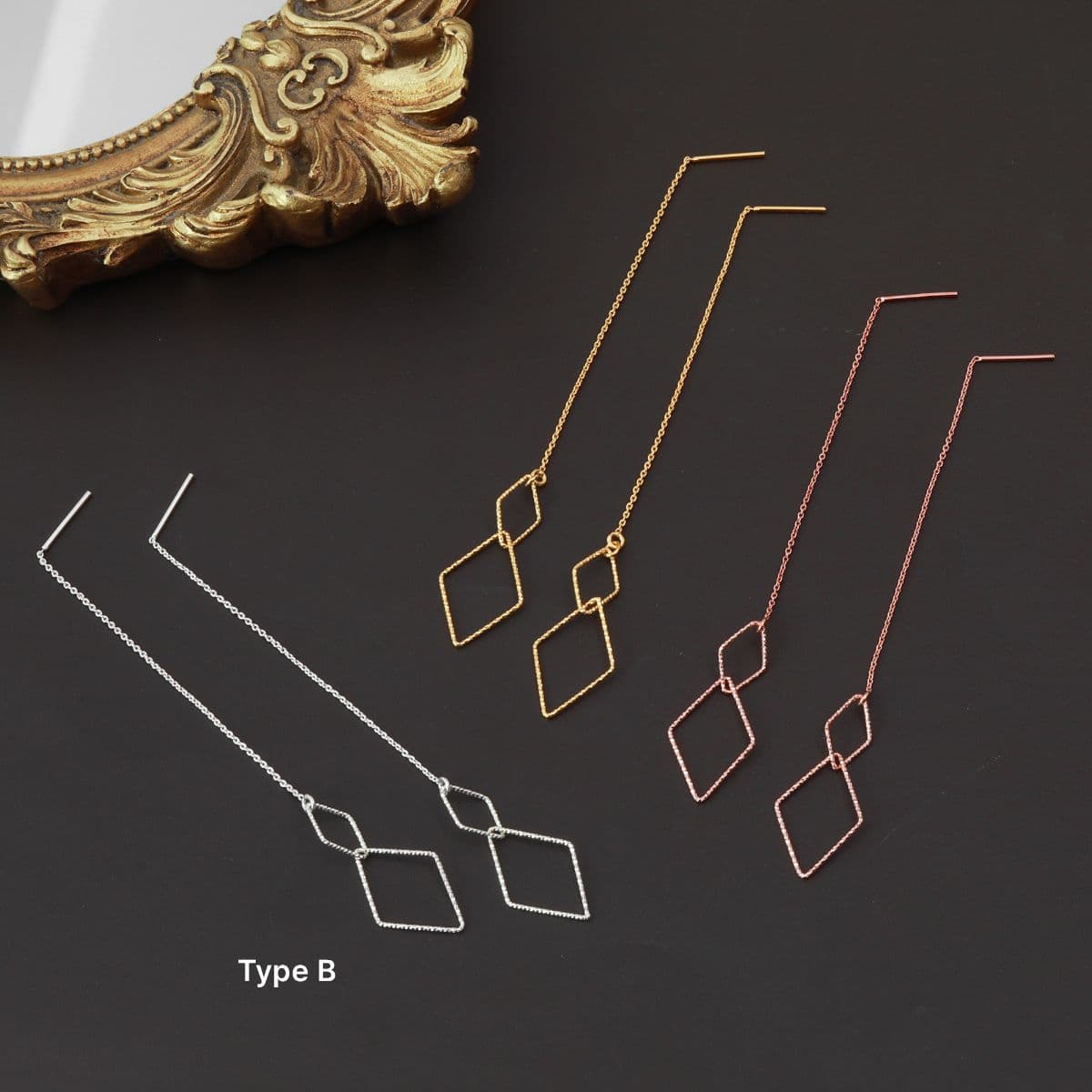 [SE6423], [SE6424], [SE6425] Silver 925 Cut Ring Drop Earring Set - 이미지 13