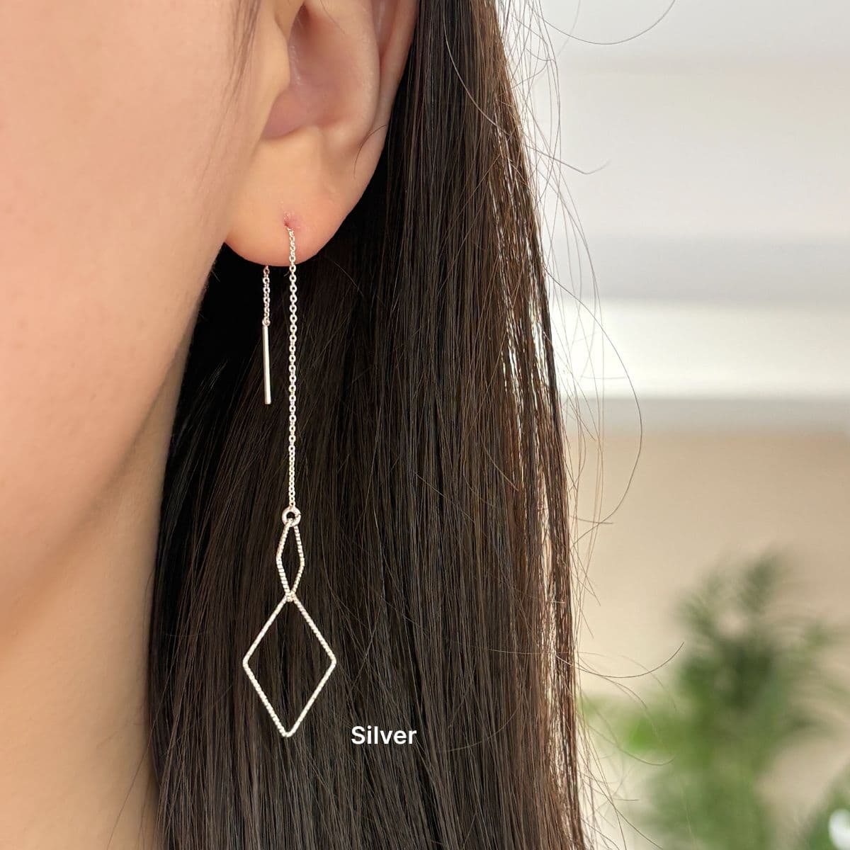 [SE6423], [SE6424], [SE6425] Silver 925 Cut Ring Drop Earring Set - 이미지 9