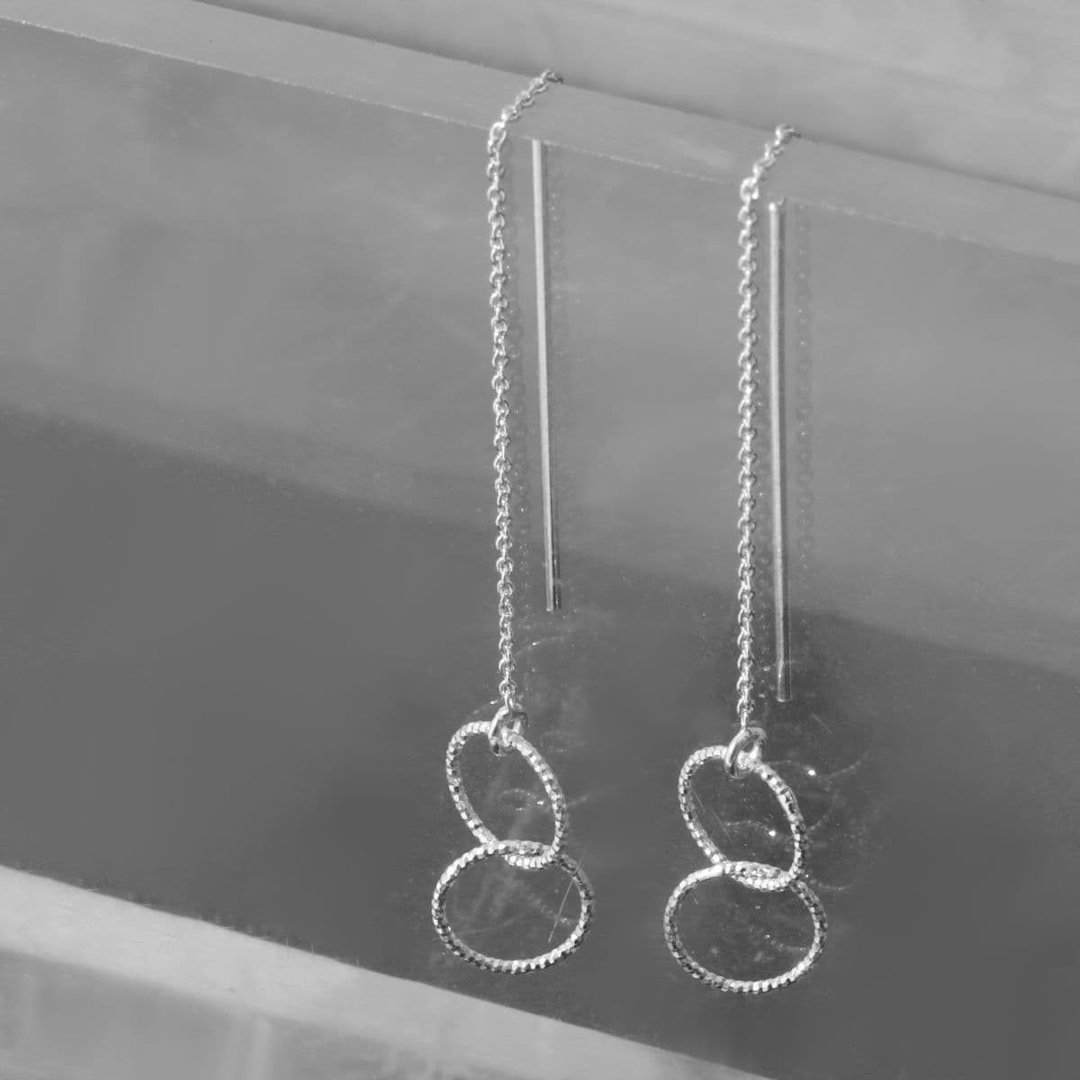 [SE6423], [SE6424], [SE6425] Silver 925 Cut Ring Drop Earring Set - 이미지 4