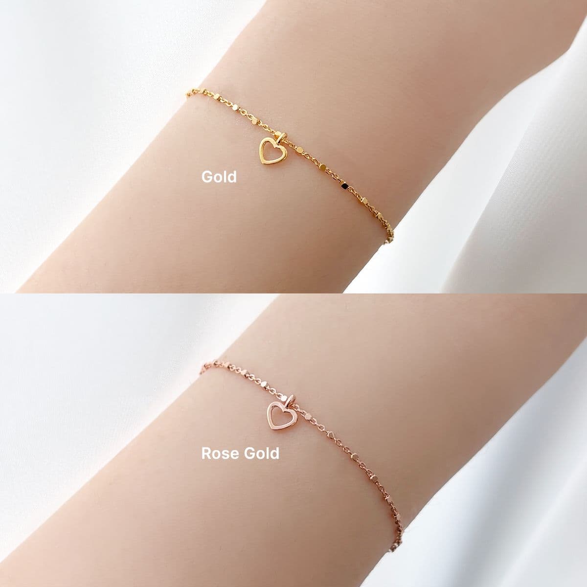 [SB6402] Silver 925 Mini Cube Chain and Heart Bracelet - 이미지 5