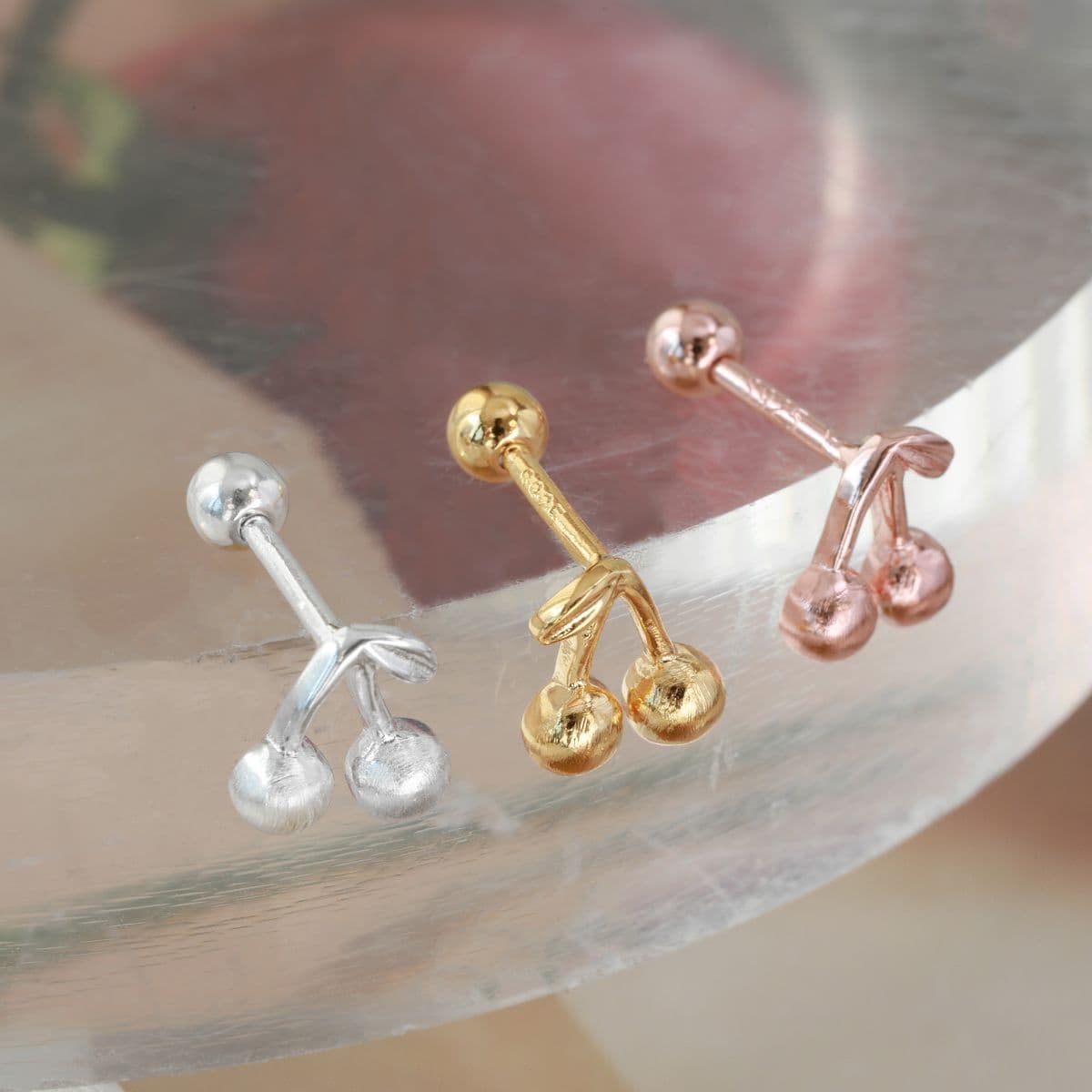 [SPC6506] Silver 925 Sanded Cherry Piercing - 이미지 7