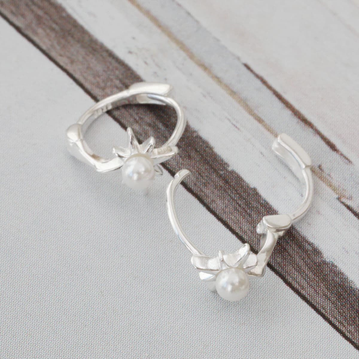 Silver 925 Mini Swarovski Pearl Sparkle Set (Piercing, Earrings, One-touch) - 이미지 10