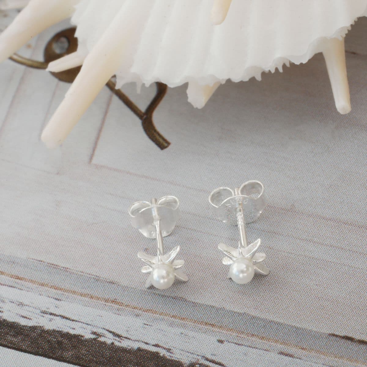 Silver 925 Mini Swarovski Pearl Sparkle Set (Piercing, Earrings, One-touch) - 이미지 4