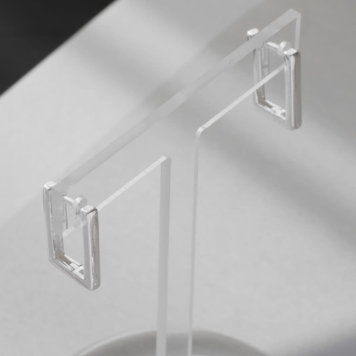 [SHG6503] Silver 925 Thin Square One-Touch Earrings - 이미지 6