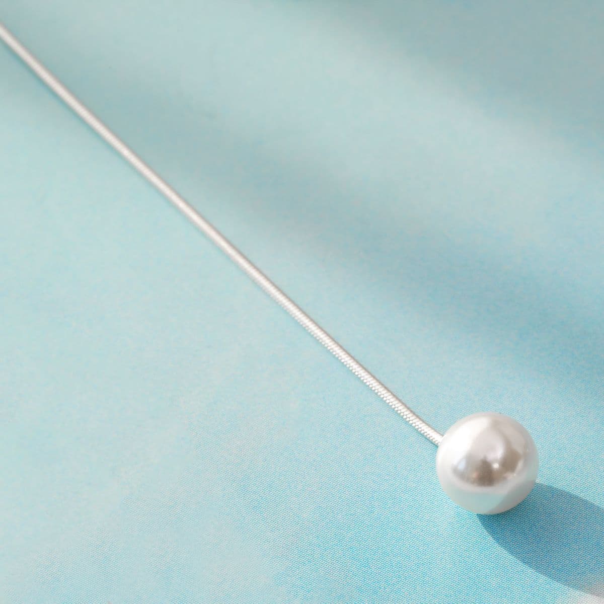 [SE6505] Silver 925 Drop Snake Chain Synetic Pearl Earrings - 이미지 5
