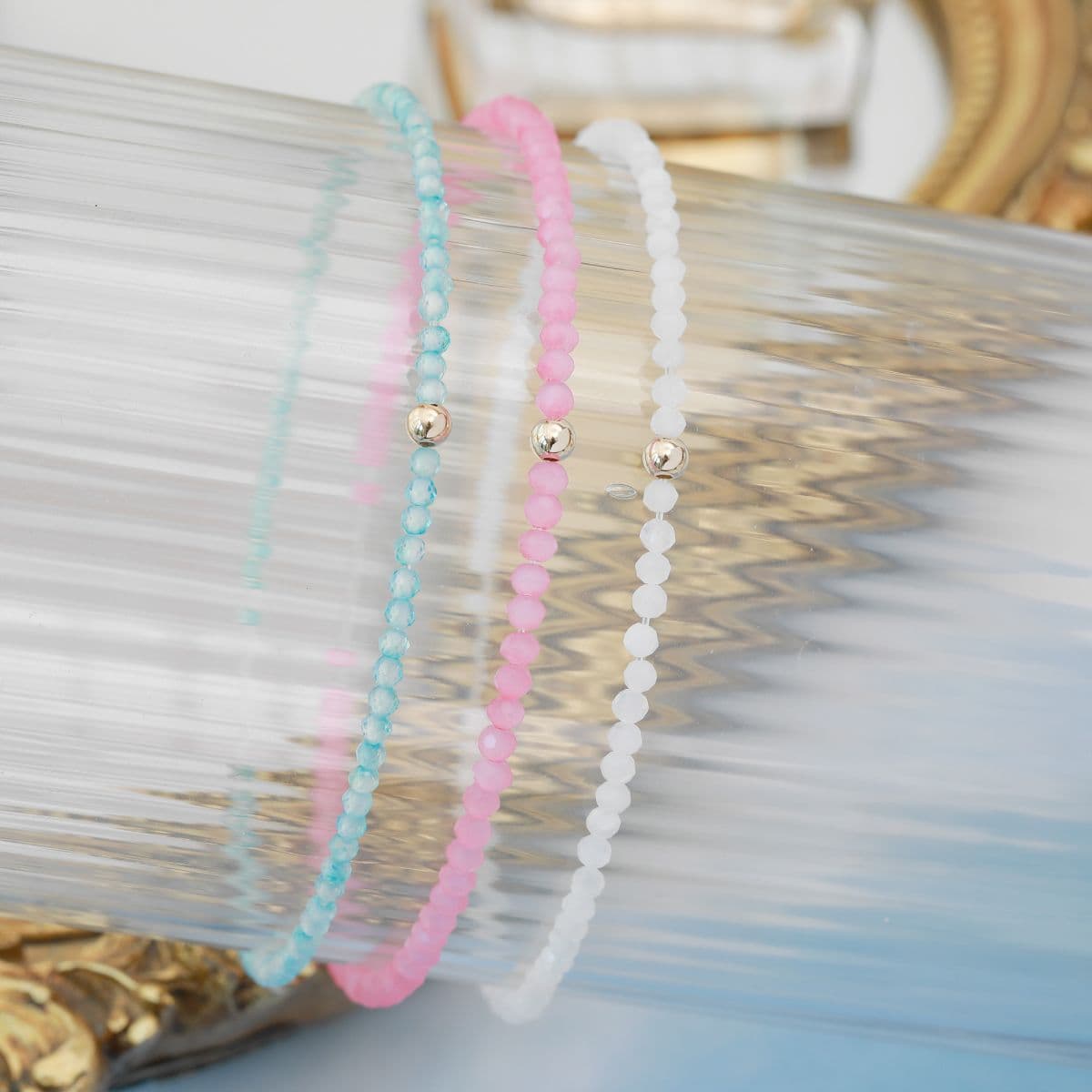 [G4R4800], [G4B4800] 14K Gold Ball Pastel Color Natural Stone Free Size Set - 이미지 11