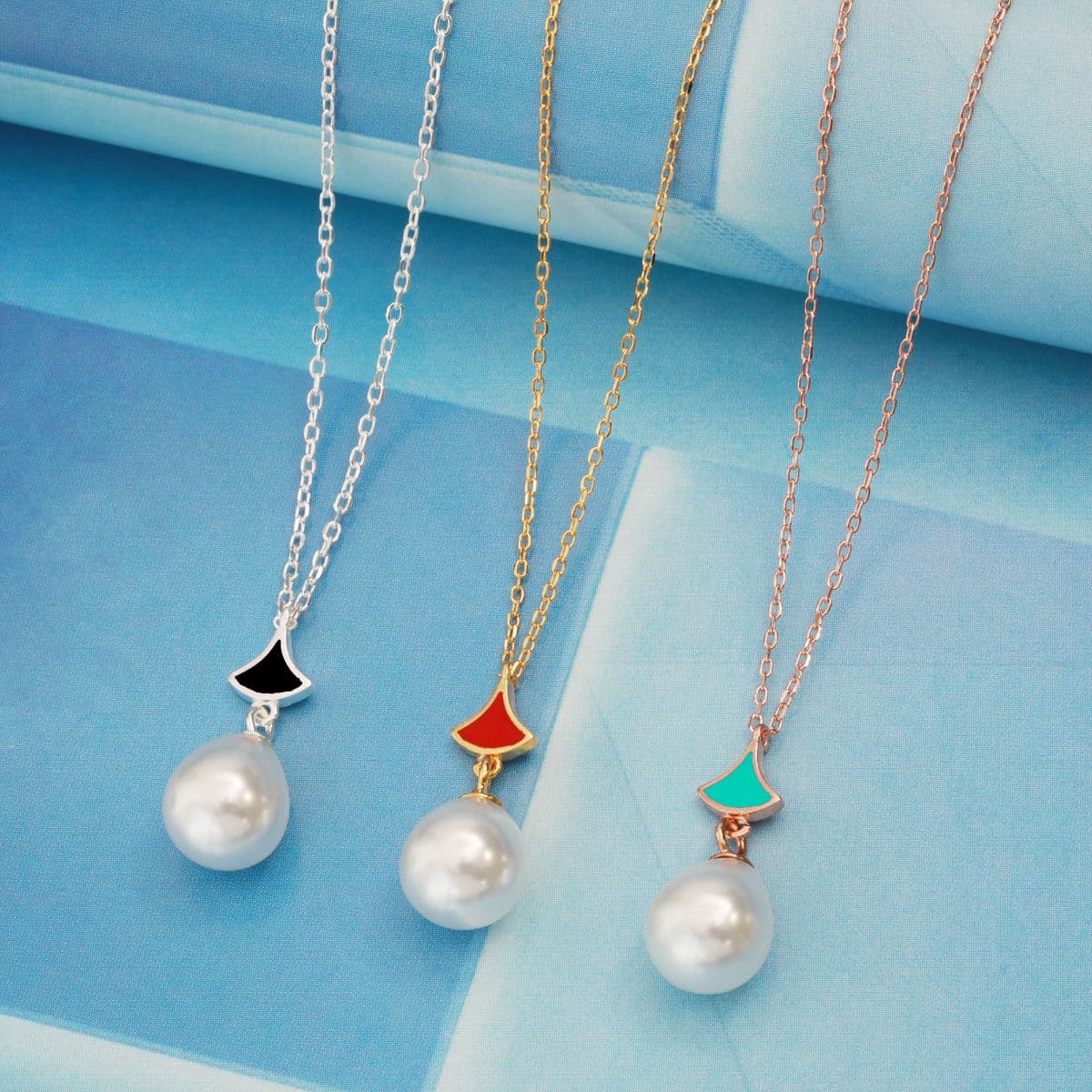 [SE6507,SN6500] Silver 925 Cubic Zirconia & Pearl Epoxy Fan Set (Earrings, Necklace) - 이미지 16