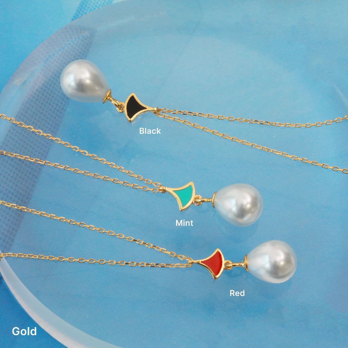 [SE6507,SN6500] Silver 925 Cubic Zirconia & Pearl Epoxy Fan Set (Earrings, Necklace) - 이미지 13