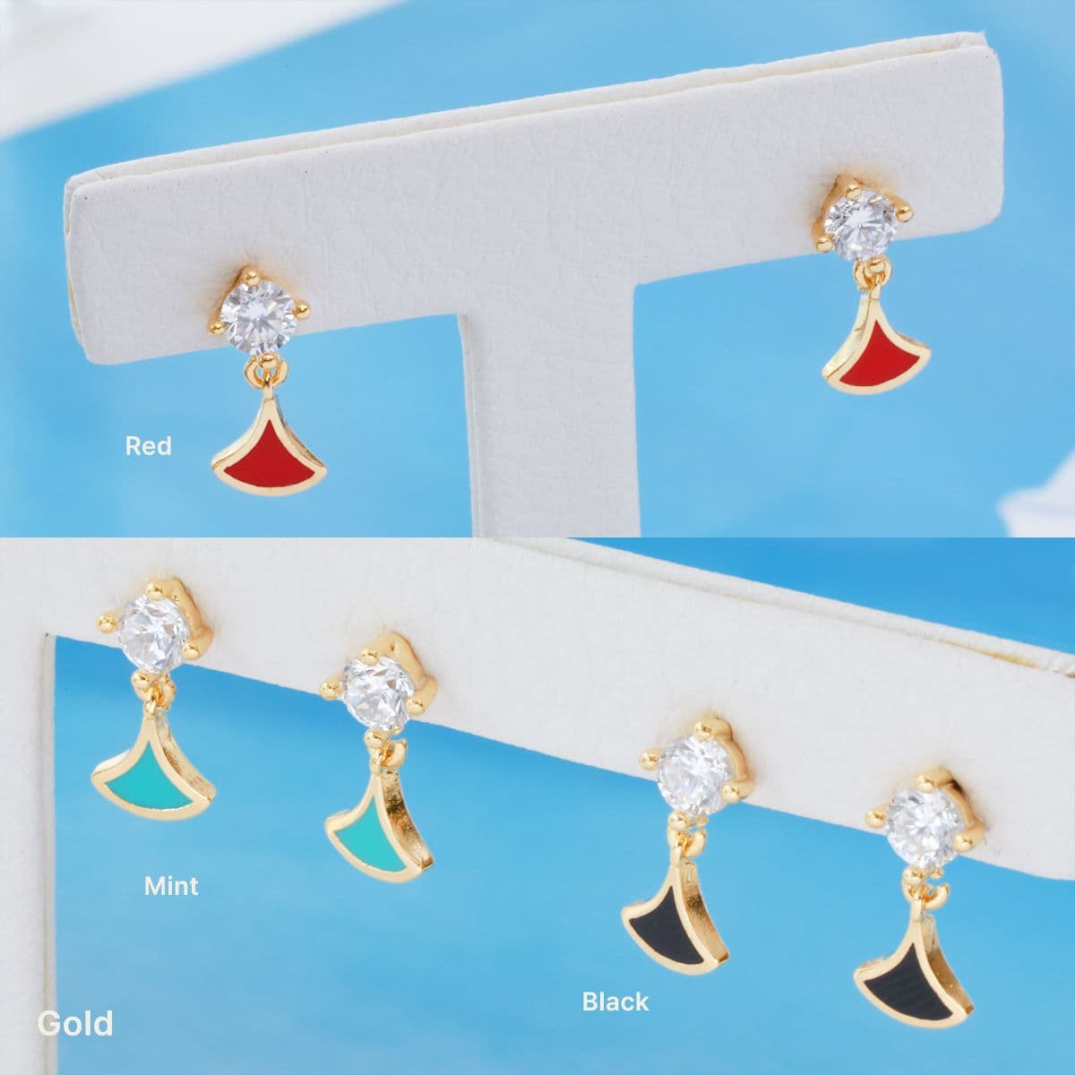 [SE6507,SN6500] Silver 925 Cubic Zirconia & Pearl Epoxy Fan Set (Earrings, Necklace) - 이미지 6