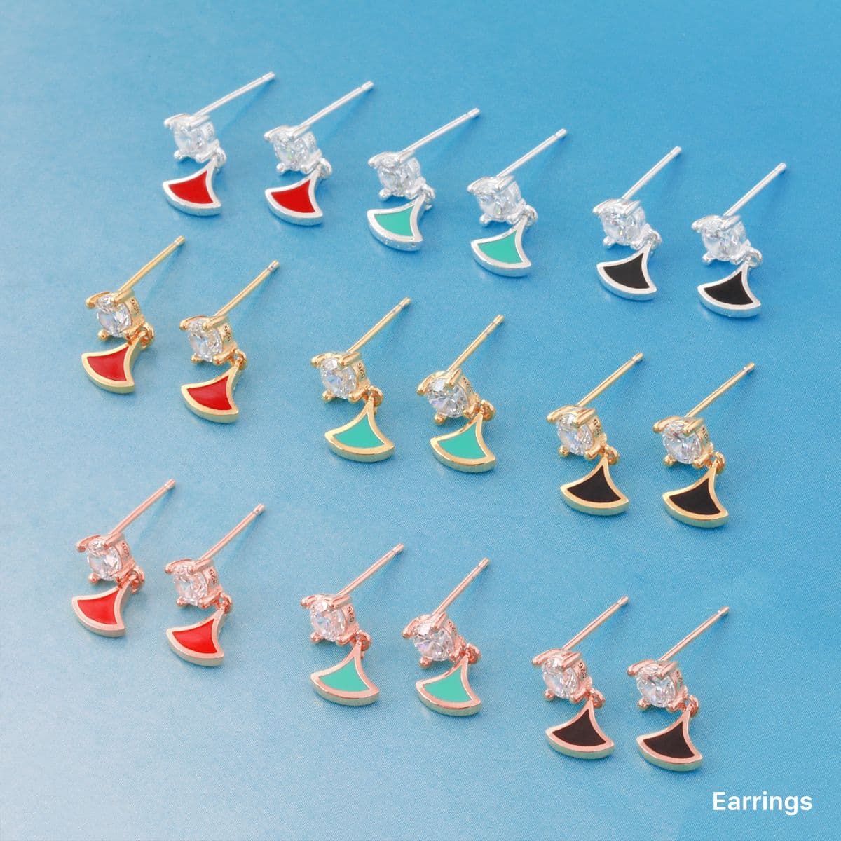 [SE6507,SN6500] Silver 925 Cubic Zirconia & Pearl Epoxy Fan Set (Earrings, Necklace) - 이미지 3