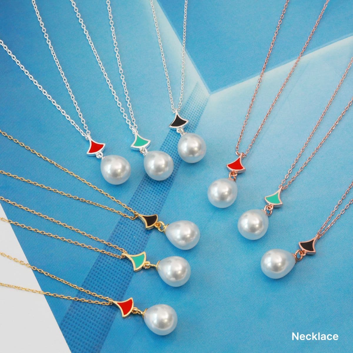 [SE6507,SN6500] Silver 925 Cubic Zirconia & Pearl Epoxy Fan Set (Earrings, Necklace) - 이미지 10