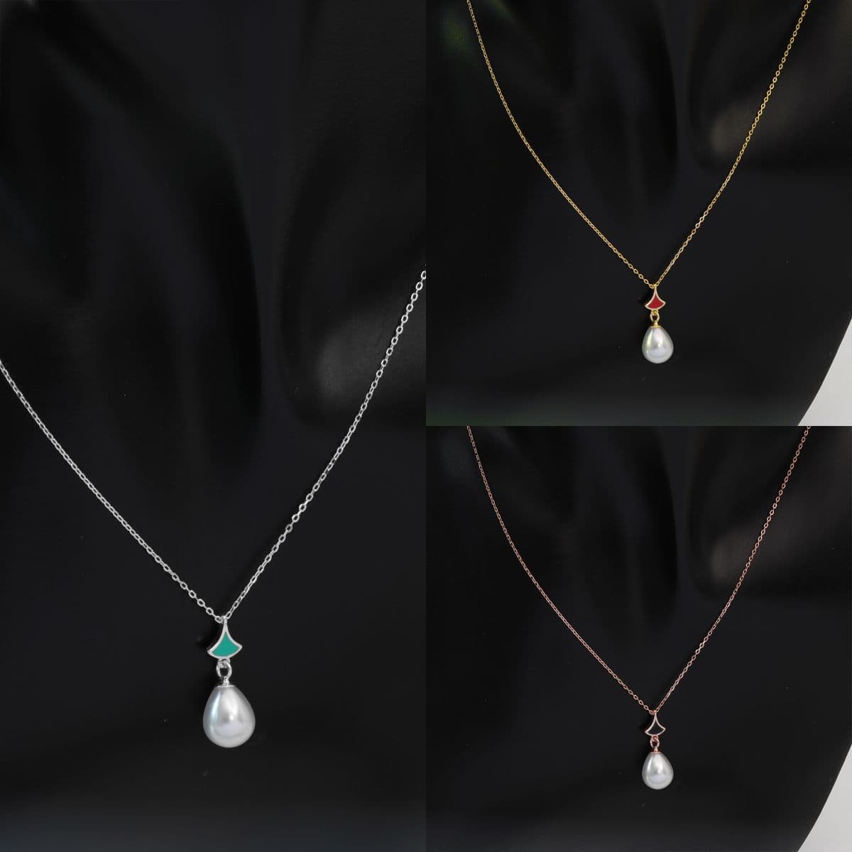 [SE6507,SN6500] Silver 925 Cubic Zirconia & Pearl Epoxy Fan Set (Earrings, Necklace) - 이미지 19