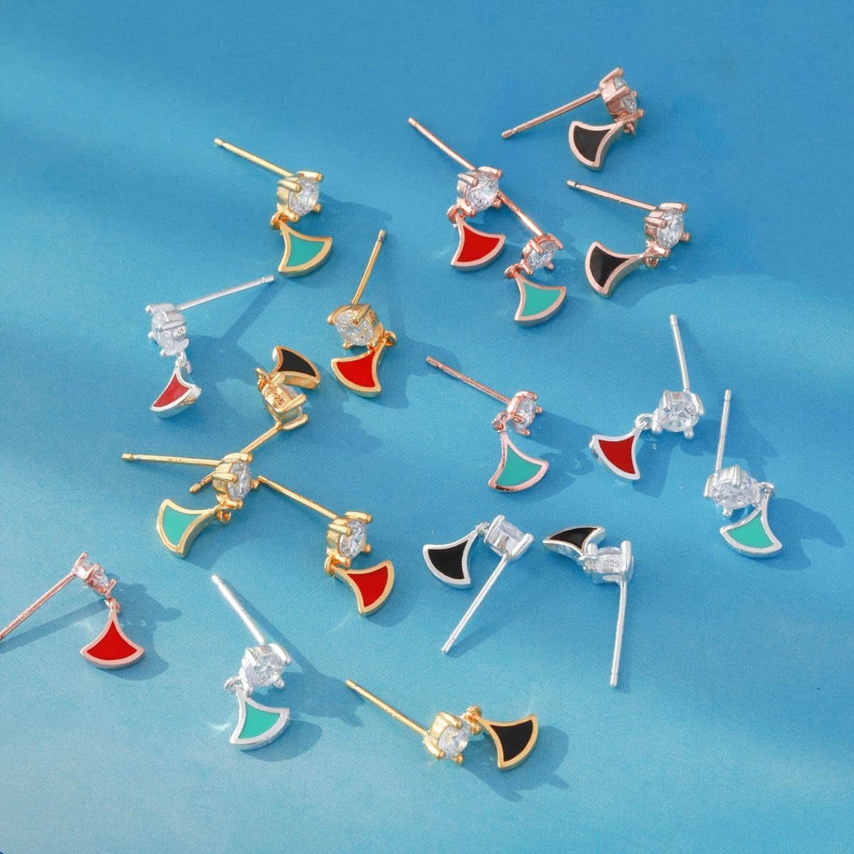 [SE6507,SN6500] Silver 925 Cubic Zirconia & Pearl Epoxy Fan Set (Earrings, Necklace) - 이미지 9