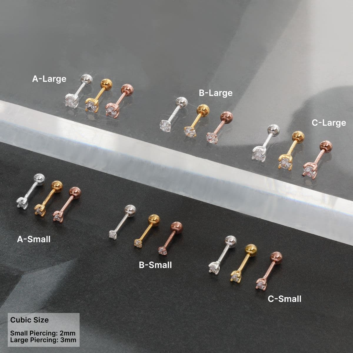 [SPC6603,SPC6604,SPC6605] Silver 925 4-Prong Cubic Piercing Series - 이미지 1