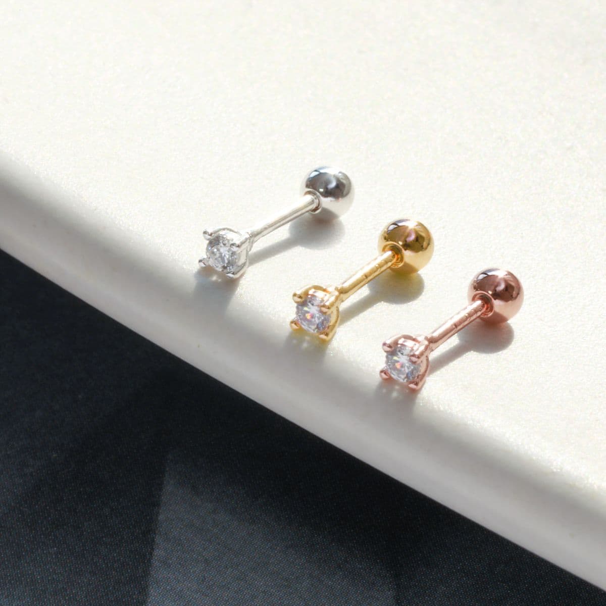 [SPC6603,SPC6604,SPC6605] Silver 925 4-Prong Cubic Piercing Series - 이미지 4