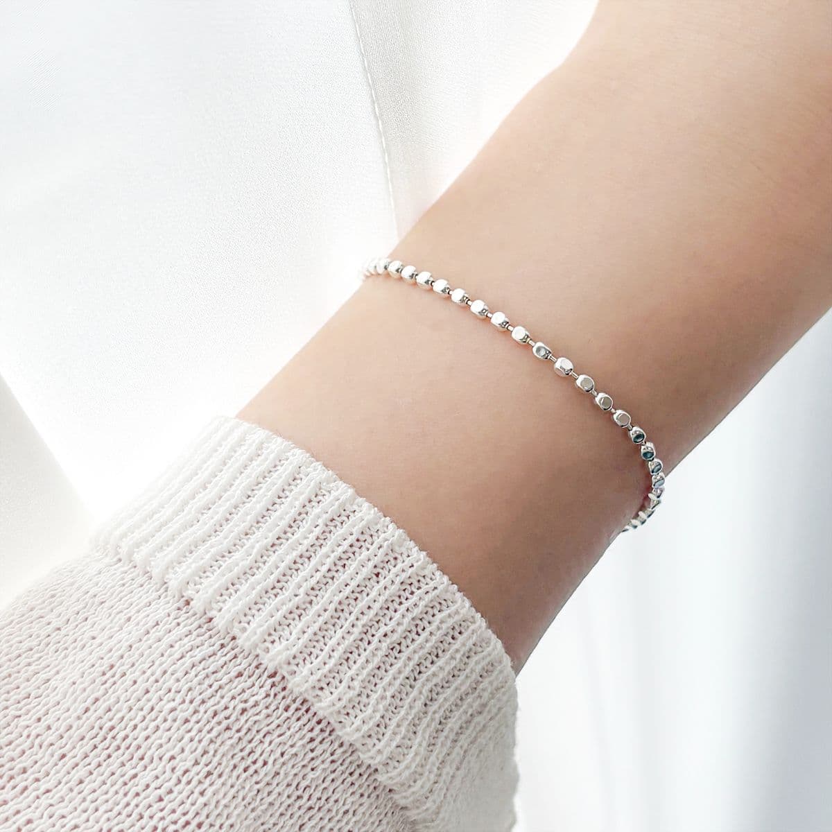 [SB6604] Silver 925 Round Cube Chain Bracelet - 이미지 3