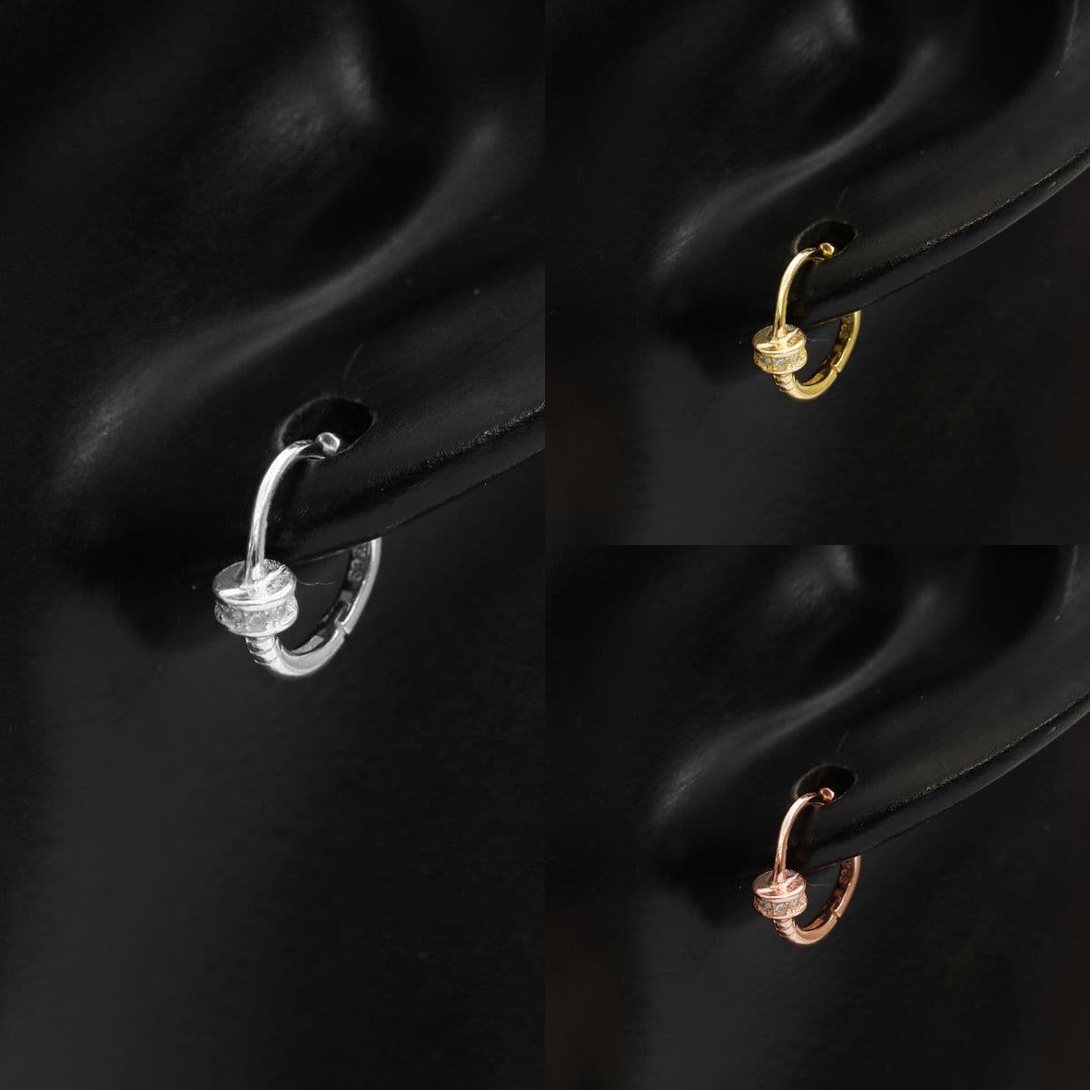 [SE3173] Silver 925 Round Ring Cubic One-Touch Earrings - 이미지 12