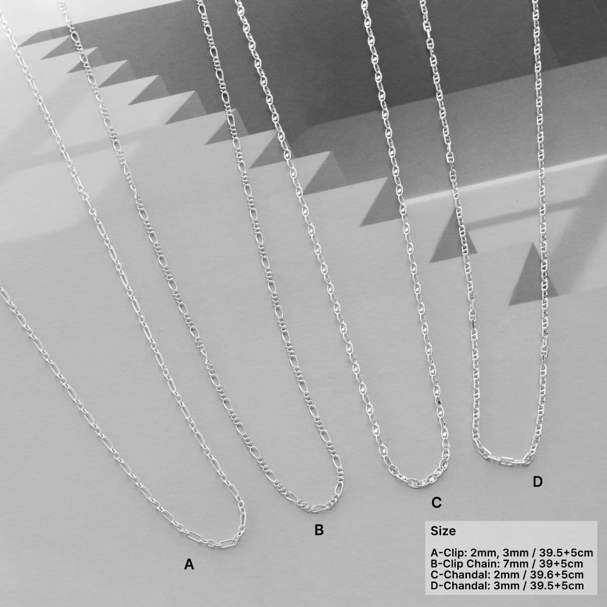 Silver 925 Mini Clip Chain Necklace Series - 이미지 1