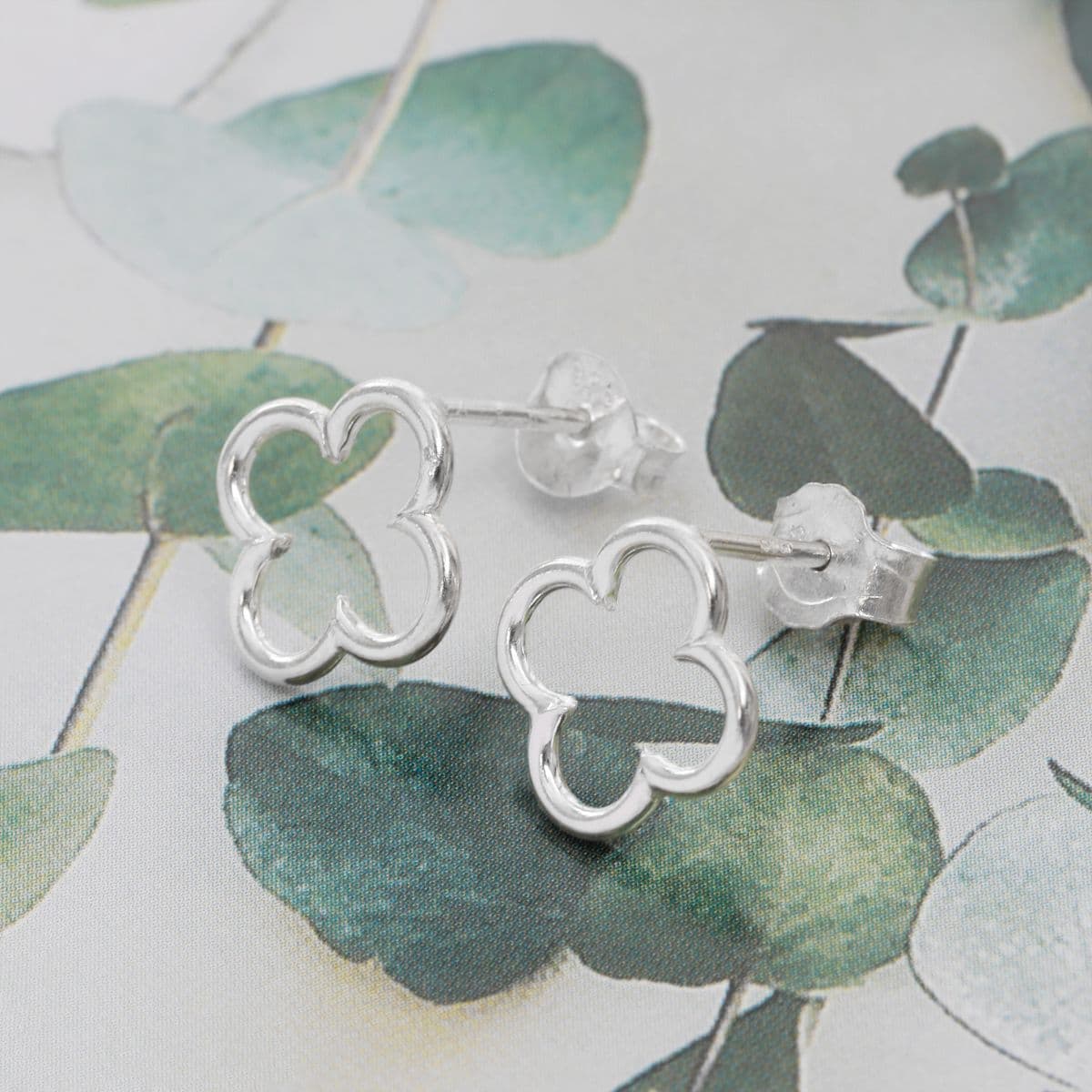 [SE6601],[SN6602] Silver 925 Thin Plain Clover Set (Earrings, Necklace) - 이미지 4