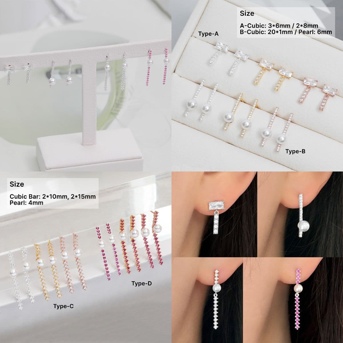 [SE6603], [SE6604], [SE6605] Silver 925 Drop Cubic Earrings Series - 이미지 1