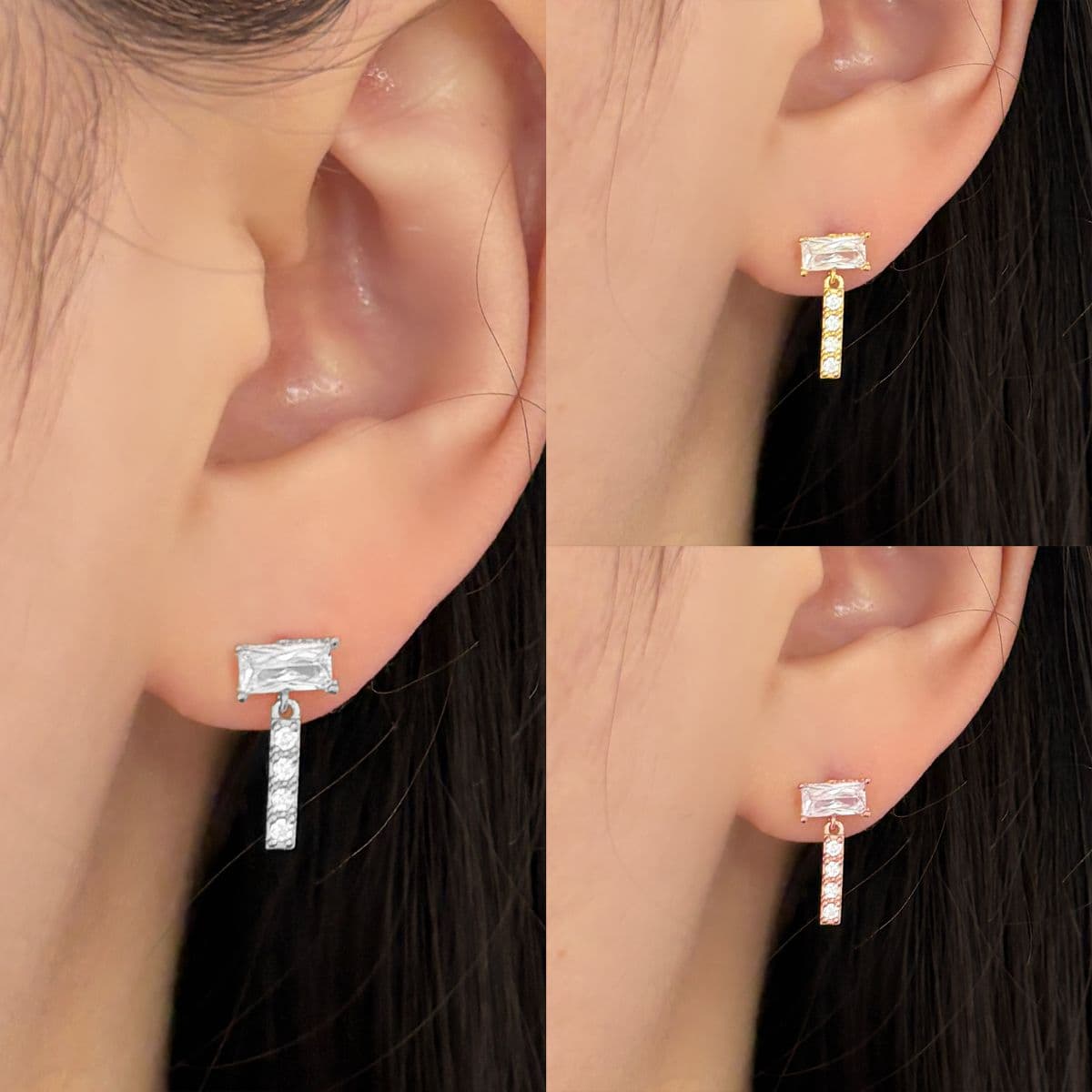 [SE6603], [SE6604], [SE6605] Silver 925 Drop Cubic Earrings Series - 이미지 3