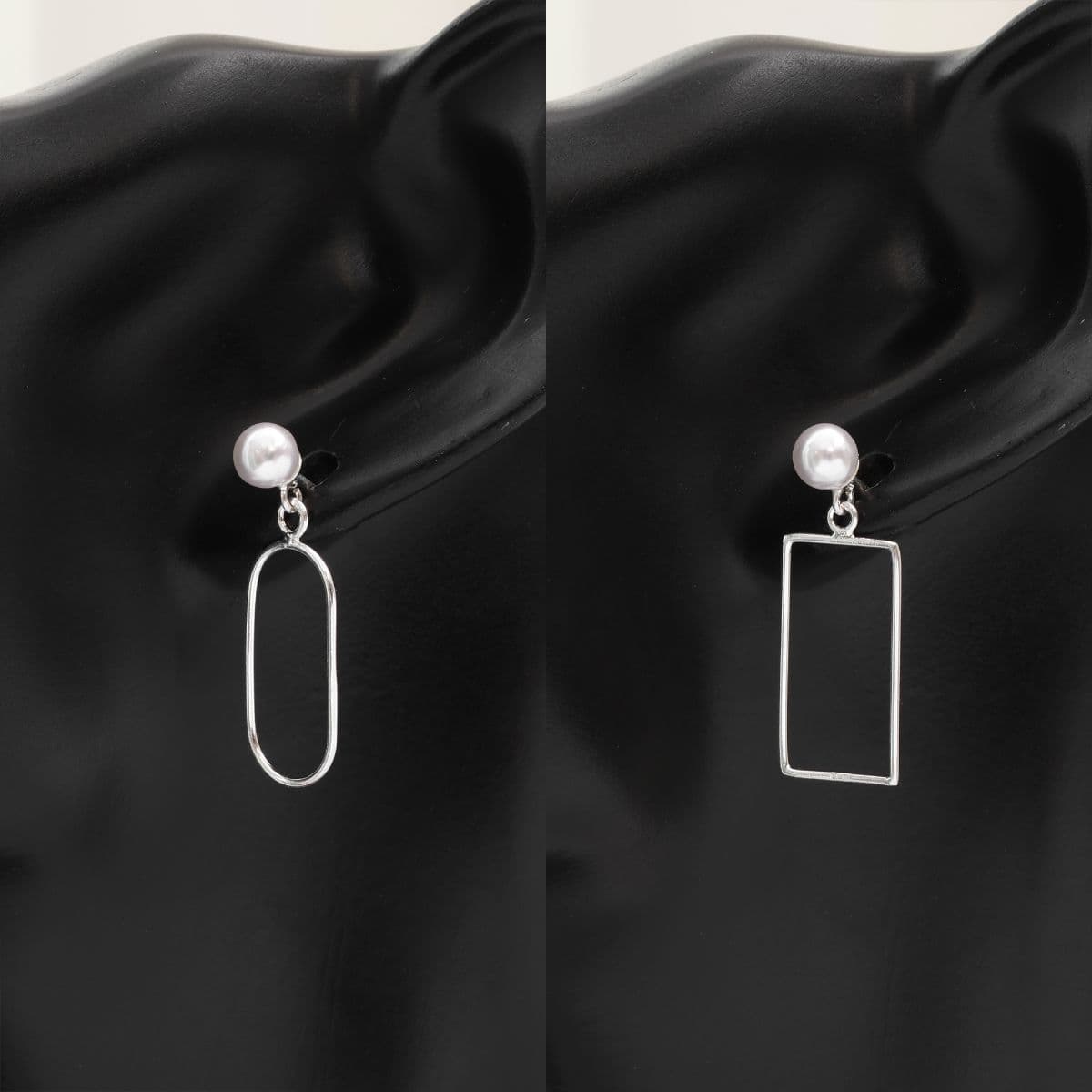 Silver 925 Swarovski Pearl Earring Series (Hoop, Ring, Drop) - 이미지 13