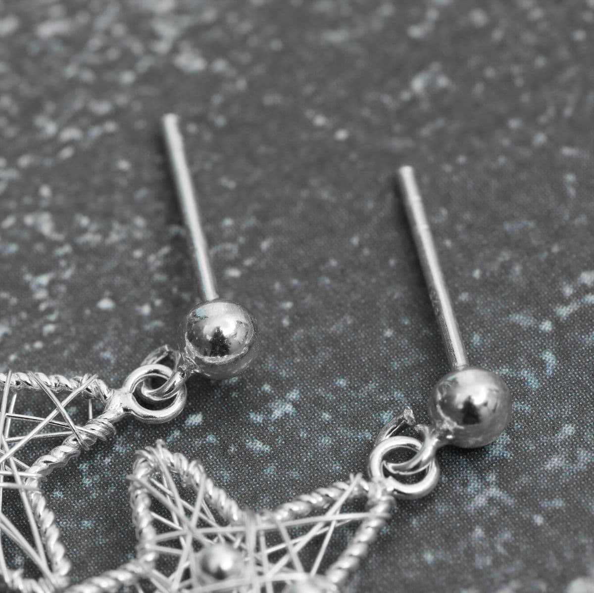[SE6610],[SE6611] Silver 925 Marble In Star Earrings Set (Post, Drop) - 이미지 5
