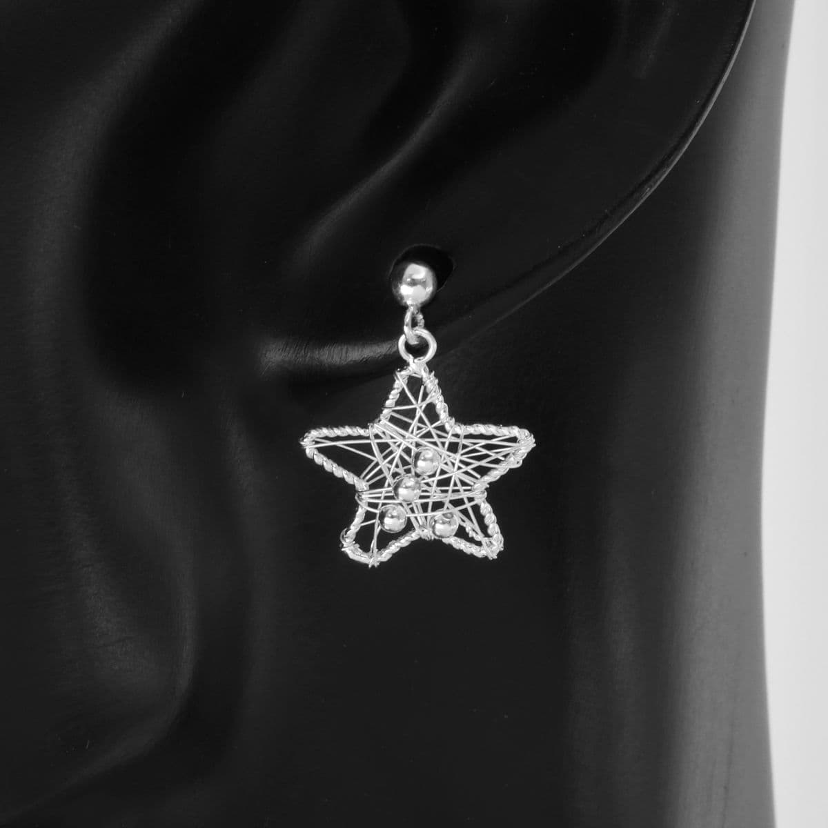[SE6610],[SE6611] Silver 925 Marble In Star Earrings Set (Post, Drop) - 이미지 6