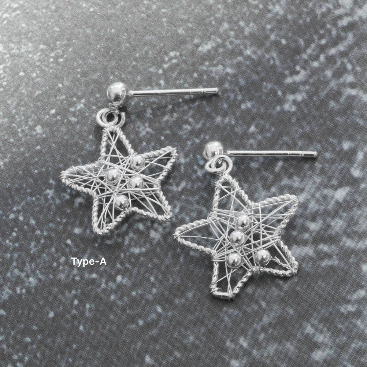 [SE6610],[SE6611] Silver 925 Marble In Star Earrings Set (Post, Drop) - 이미지 2