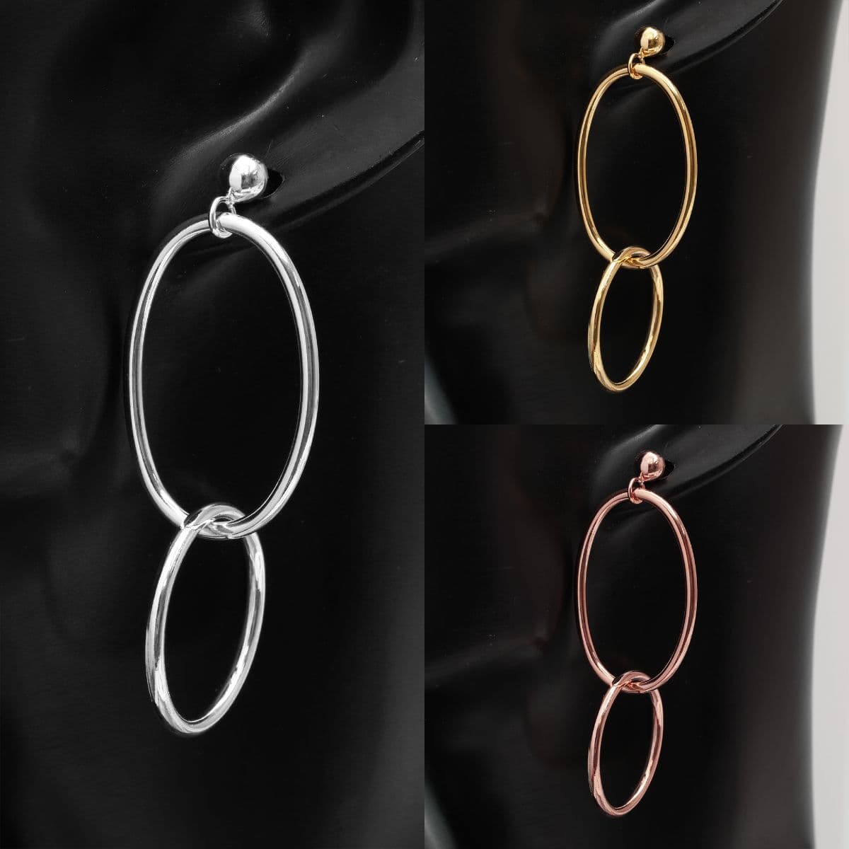 [SE6612] Silver 925 Big Bold Double Ring Drop Earrings - 이미지 11