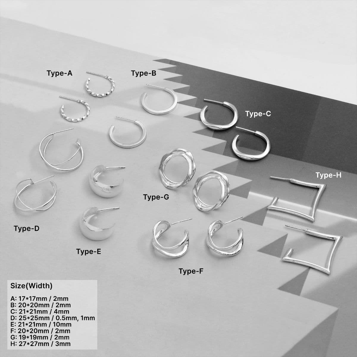 Silver 925 Plain Hoop Earring Series - 이미지 1
