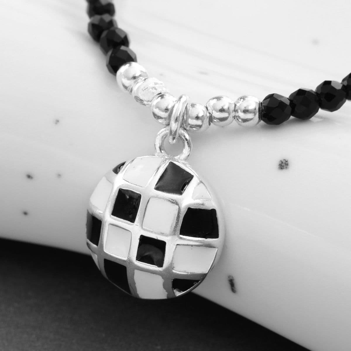 [SN6606] Silver 925 Black and White Checkered Natural Stone Necklace - 이미지 9