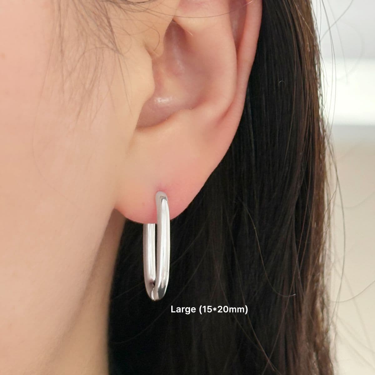 [SHG6613] Silver 925 Plain Oval One-Touch Earrings - 이미지 9