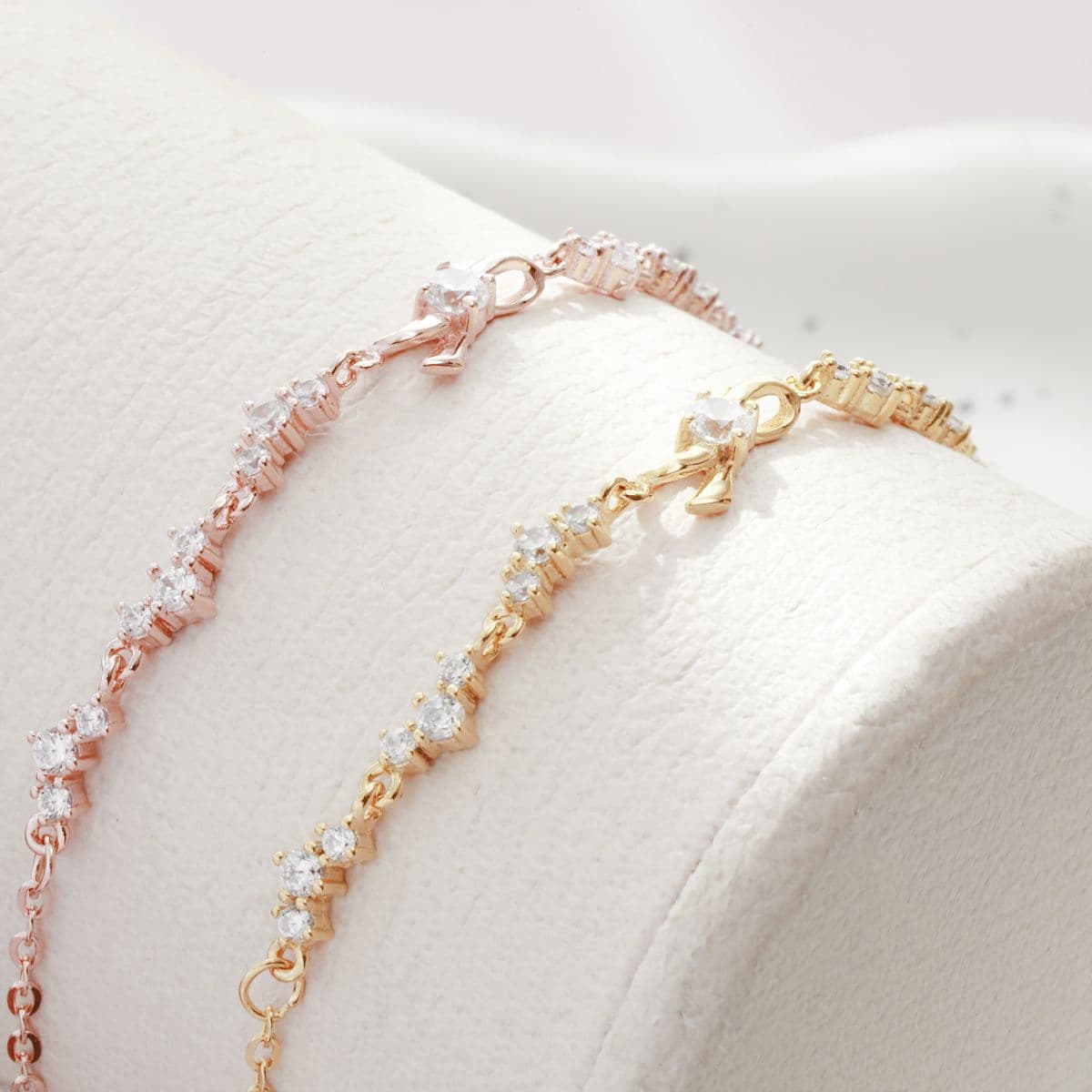[SB6606,SN6608] 925 Silver Triple Cubic and Cubic Ribbon Set (Bracelet, Necklace) - 이미지 6