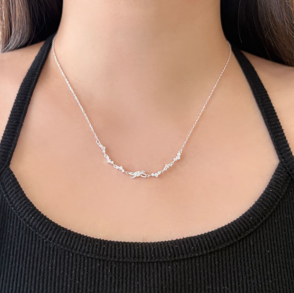 [SB6606,SN6608] 925 Silver Triple Cubic and Cubic Ribbon Set (Bracelet, Necklace) - 이미지 10