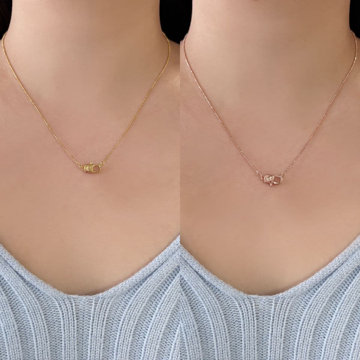 [SN6609] 925 Silver Heart Lock Ball Chain Necklace - 이미지 5