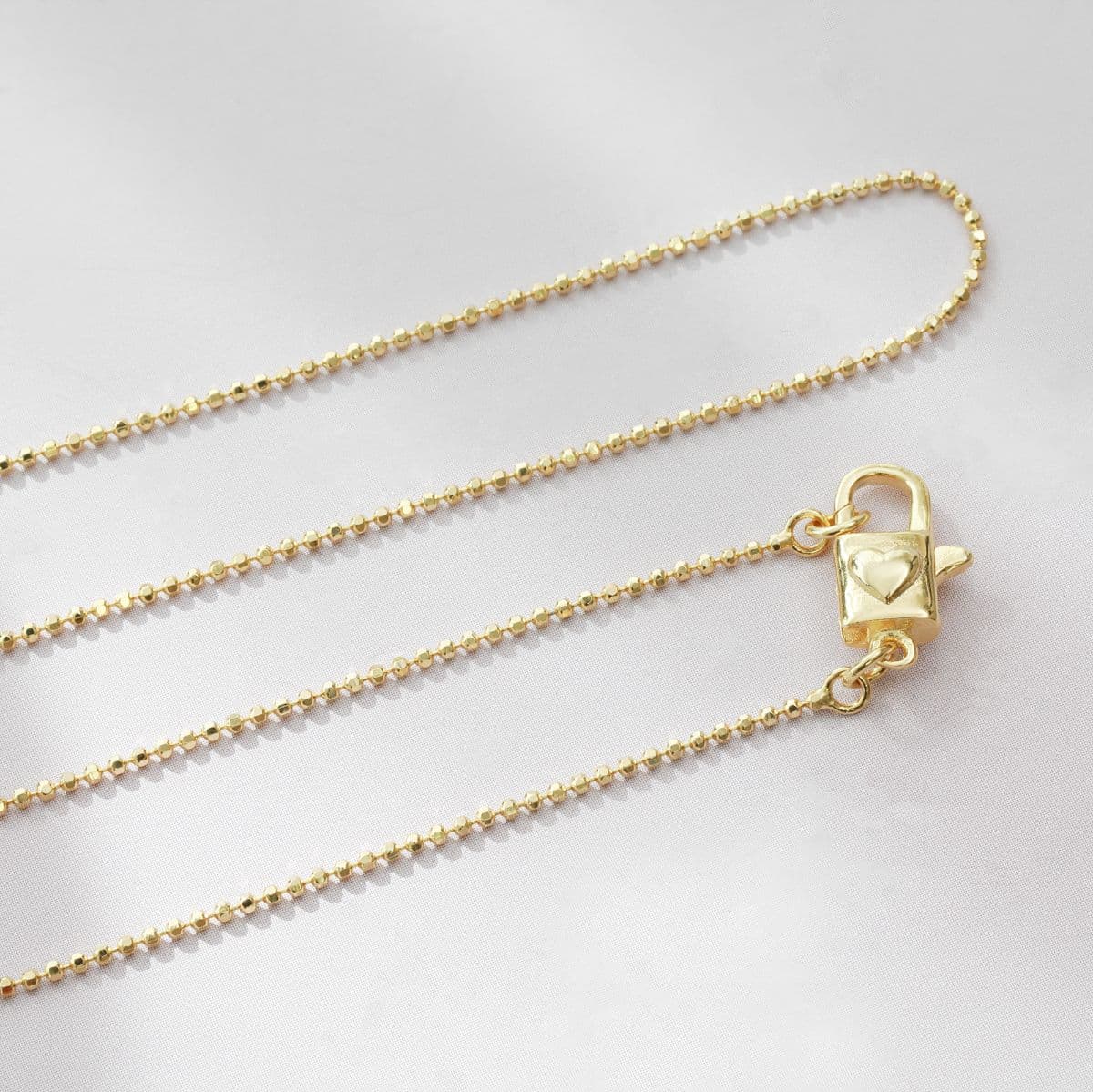 [SN6609] 925 Silver Heart Lock Ball Chain Necklace - 이미지 10