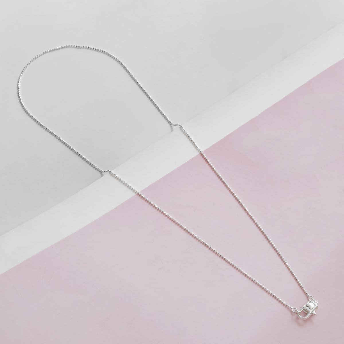 [SN6609] 925 Silver Heart Lock Ball Chain Necklace - 이미지 3