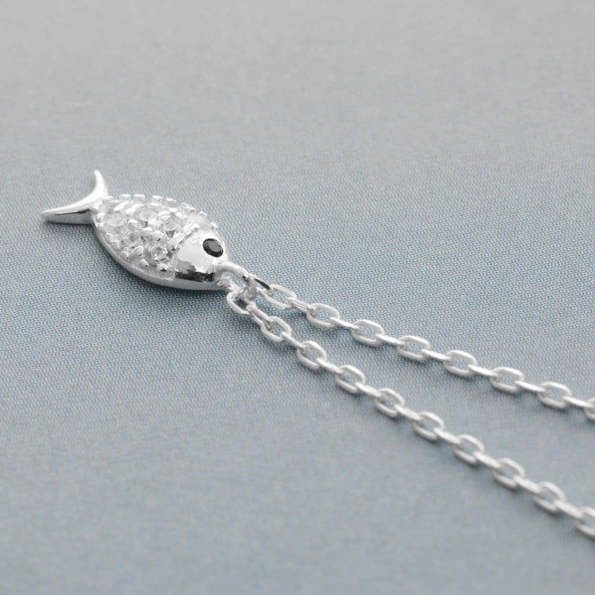 [SN6610] Silver 925 Mini Cubic Lucky Fish Necklace - 이미지 7